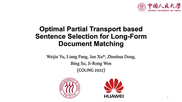 Underline Optimal Partial Transport Based Sentence Selection For Long