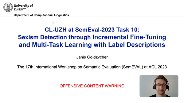 Underline Cl Uzh At Semeval Task Sexism Detection Through