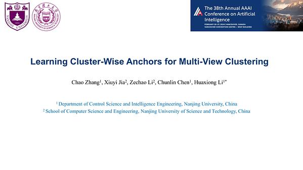 Underline Learning Cluster Wise Anchors For Multi View Clustering