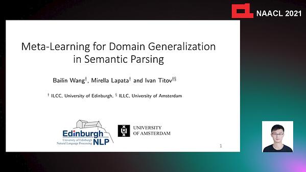 Meta-Learning for Domain Generalization in Semantic Parsing | Underline