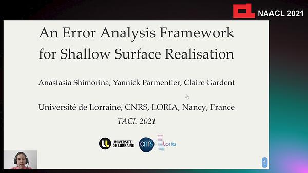 An Error Analysis Framework for Shallow Surface Realisation | Underline