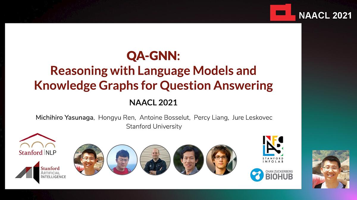 QA-GNN: Reasoning with Language Models and Knowledge Graphs for Question Answering