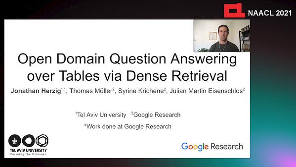 Open Domain Question Answering over Tables via Dense Retrieval | Underline