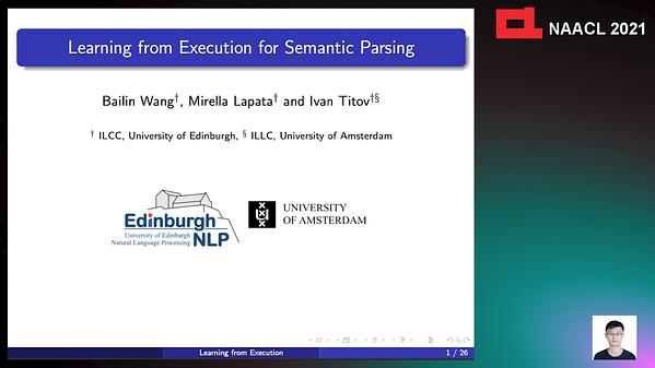 Learning from Executions for Semantic Parsing | Underline