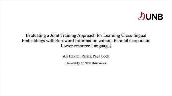 Evaluating a Joint Training Approach for Learning Cross-lingual ...