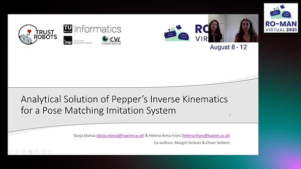 Analytical Solution of Pepper’s Inverse Kinematics for a Pose Matching ...