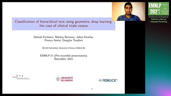 Classification of hierarchical text using geometric deep learning: the ...