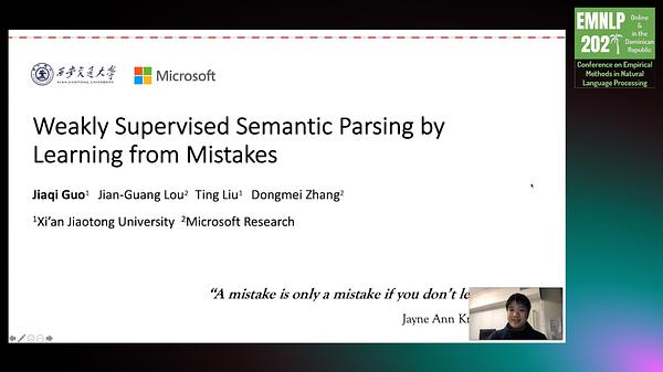 Weakly Supervised Semantic Parsing by Learning from Mistakes | Underline