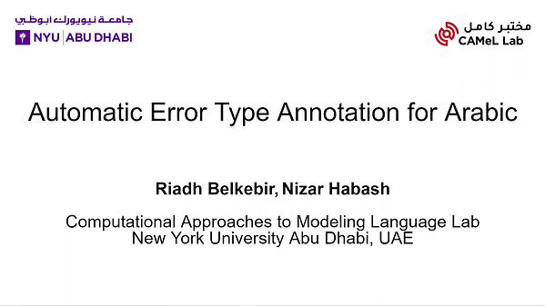 Automatic Error Type Annotation for Arabic | Underline