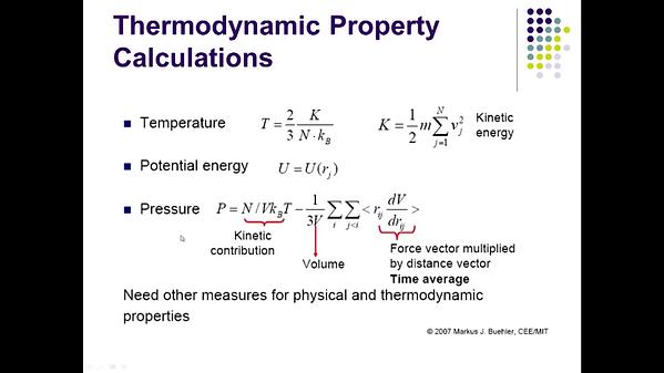Molecular Dynamics MOOC 8.1.2. Thermodynamic Properties | Underline
