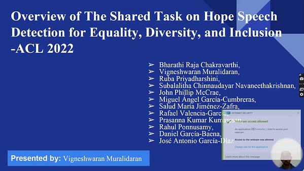 Overview of the Shared Task on Hope Speech Detection for Equality ...