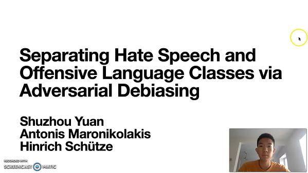 Separating Hate Speech and Offensive Language Classes via Adversarial ...