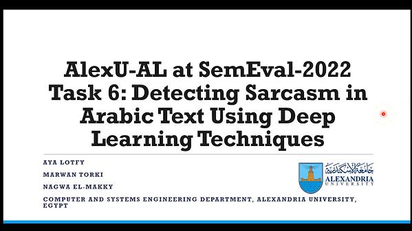 AlexU-AL at SemEval-2022 Task 6: Detecting Sarcasm in Arabic Text Using ...