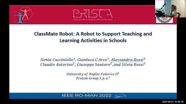 ClassMate Robot: A Robot to Support Teaching and Learning Activities in ...
