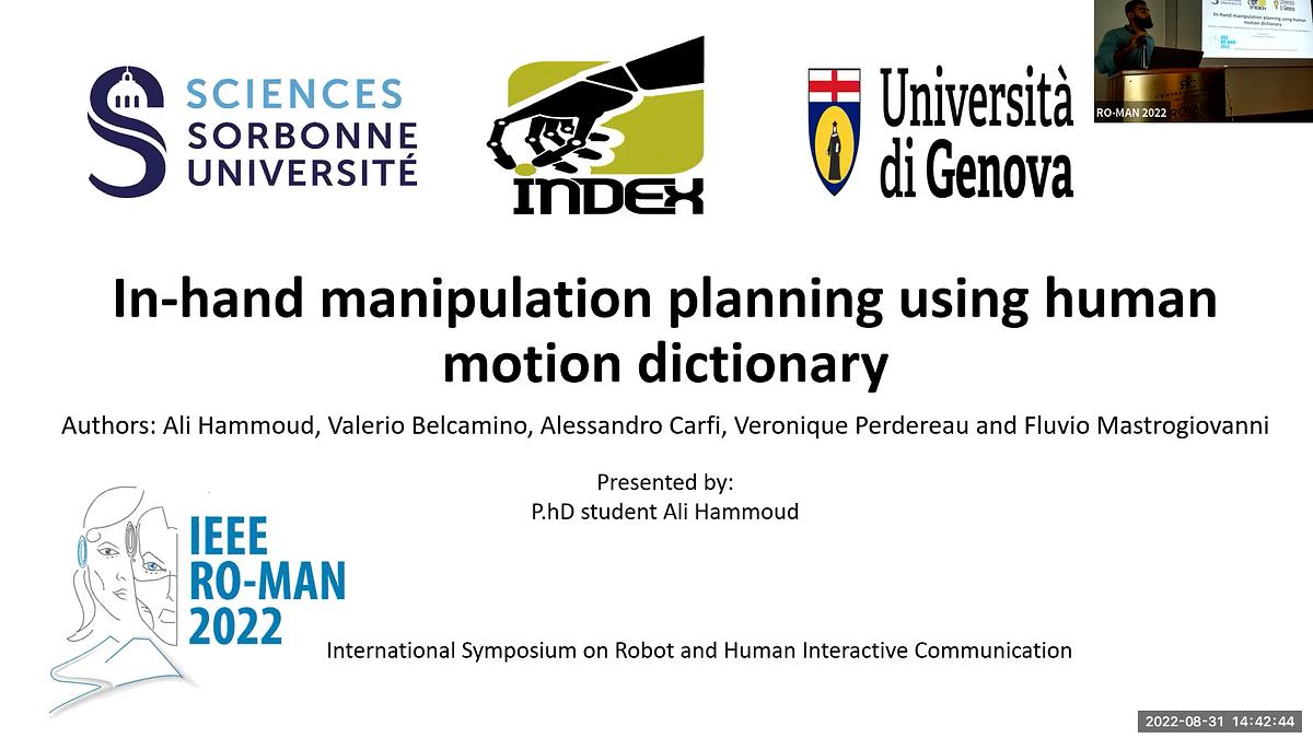 Underline Inhand manipulation planning using human motion dictionary