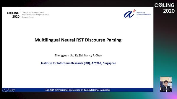 Multilingual Neural RST Discourse Parsing | Underline