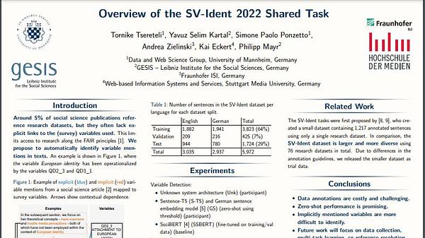 Overview of the SV-Ident 2022 Shared Task on Survey Variable ...