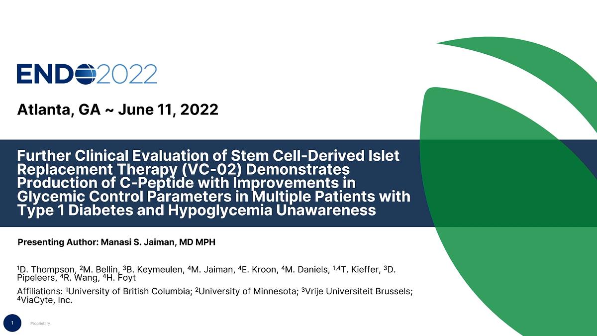 Underline Further Clinical Evaluation Of Stem Cell Derived Islet