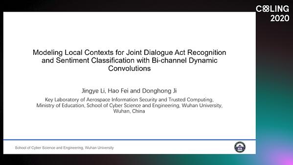 Modeling Local Contexts for Joint Dialogue Act Recognition and ...