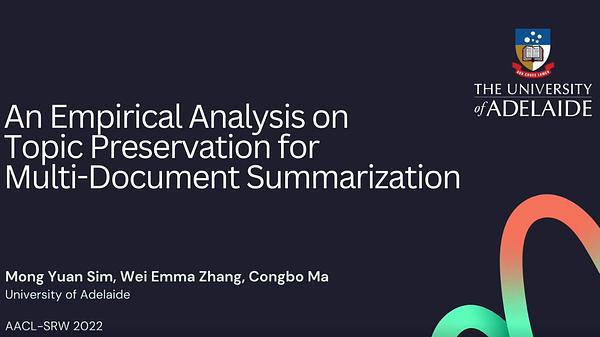 An Empirical Study on Topic Preservation in Multi-Document ...