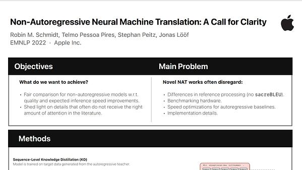 Non-Autoregressive Neural Machine Translation: A Call for Clarity ...