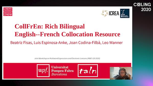 CollFrEn: Rich Bilingual English--French Collocation Resource | Underline