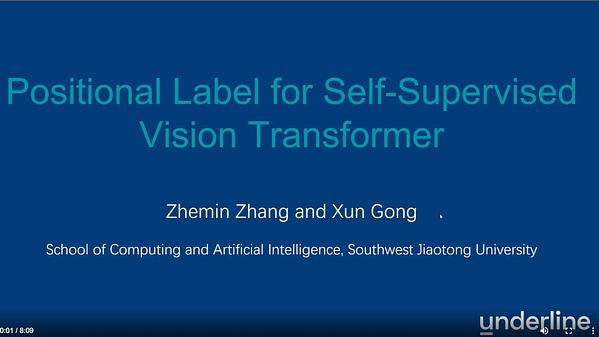 Positional Label for Self-Supervised Vision Transformer | Underline