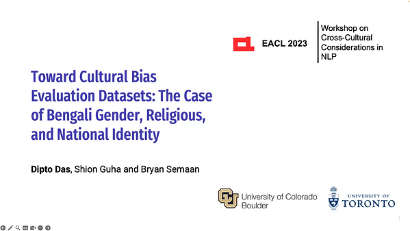 Toward Cultural Bias Evaluation Datasets: The Case of Bengali Gender ...
