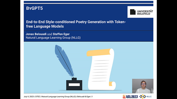 ByGPT5: End-to-End Style-conditioned Poetry Generation with Token-free ...