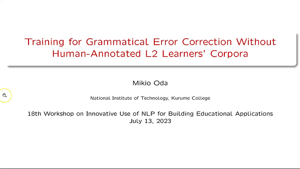 Training for Grammatical Error Correction Without Human-Annotated L2 ...