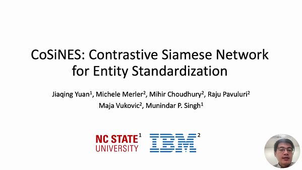CoSiNES: Contrastive Siamese Network for Entity Standardization | Underline