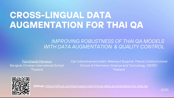 Cross-Lingual Data Augmentation For Thai Question-Answering | VIDEO ...