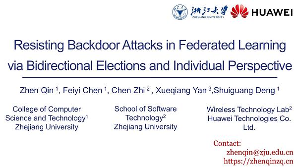 Resisting Backdoor Attacks in Federated Learning via Bidirectional ...